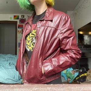 Vintage Red Jean Pierre Genuine Leather Jacket